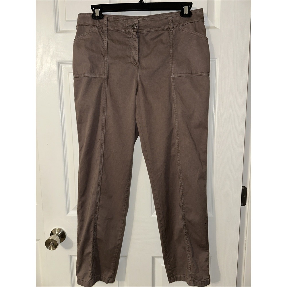 Chico's Womens Pants Sz 1.5 US 10 Brown Flat Front Mid‎ Rise Pockets